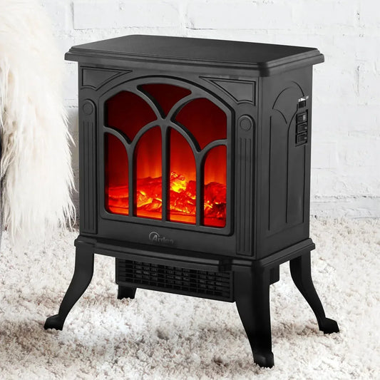 Compacte Keramische Sfeerhaard - Camino Junior met Realistisch Houteffect - 1500W - cinewallkopen.be