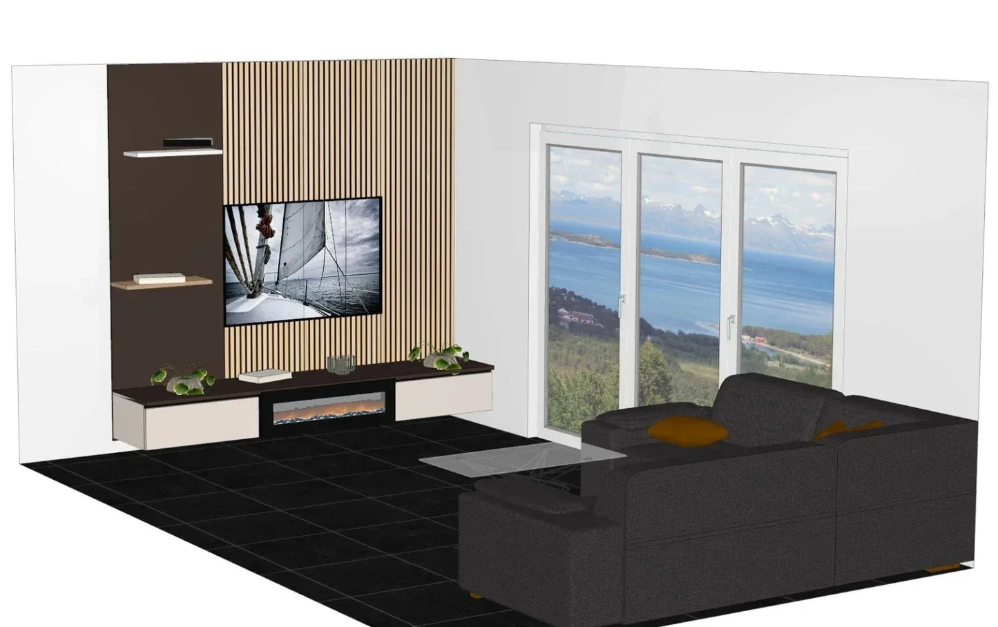 Cinewall met Elektrische Haard – Luxe Wandmeubel op Maat (TV 55–75 inch) - cinewallkopen.be