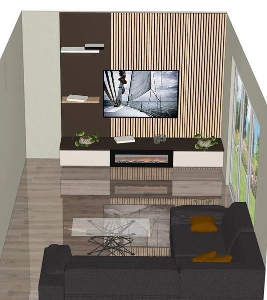 Cinewall met Elektrische Haard – Luxe Wandmeubel op Maat (TV 55–75 inch) - cinewallkopen.be