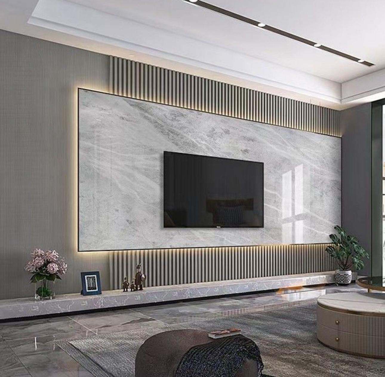 Cinewall Marble - Slat LED Edition – Complete TV Wand - cinewallkopen.be