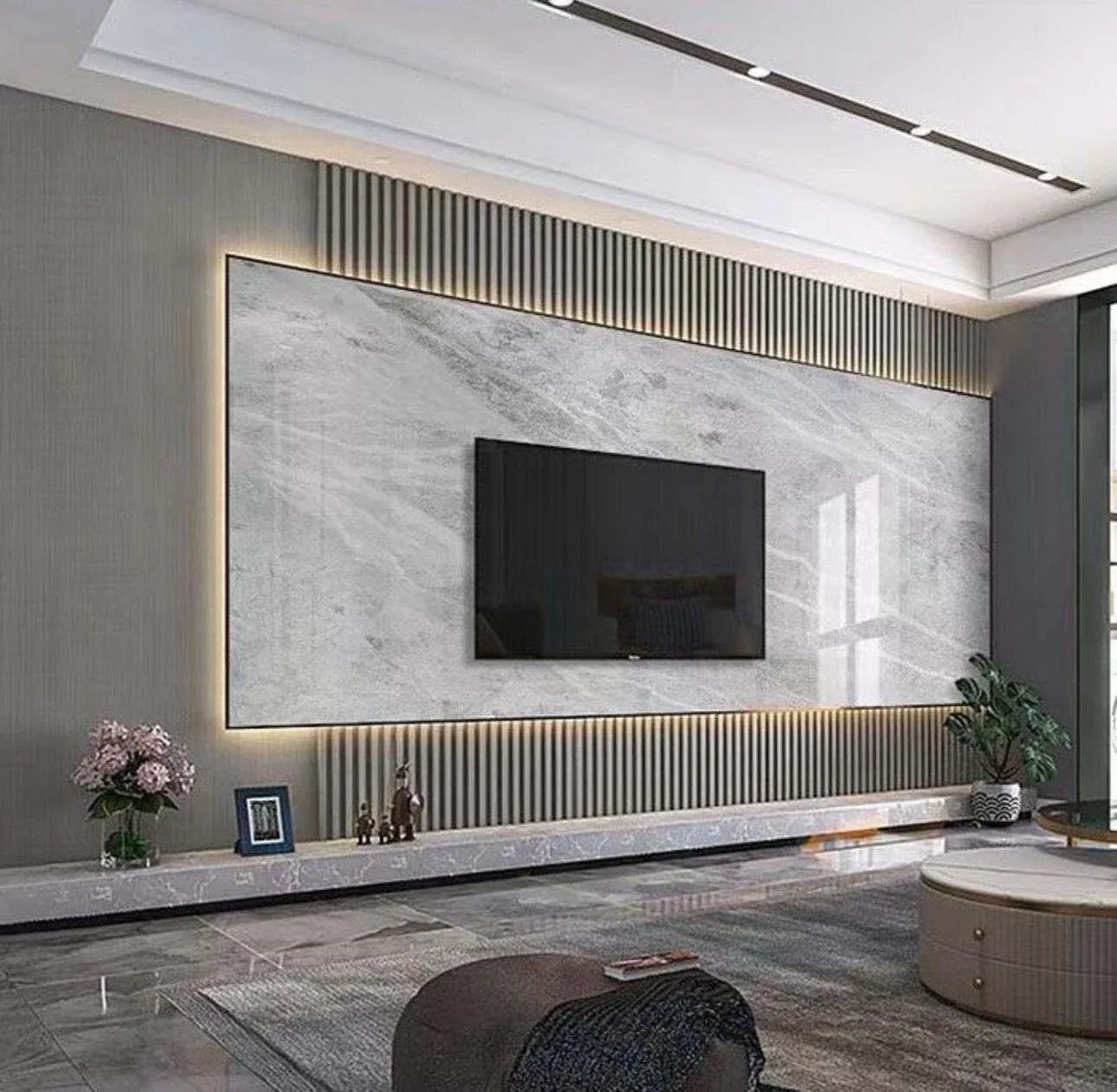 Cinewall Marble-Slat LED Edition – Complete TV Wand - cinewallkopen.be