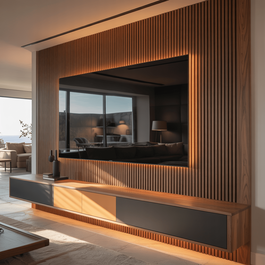 SlatLine Cinewall met Akoestische Panelen (Massief Hout) - cinewallkopen.be