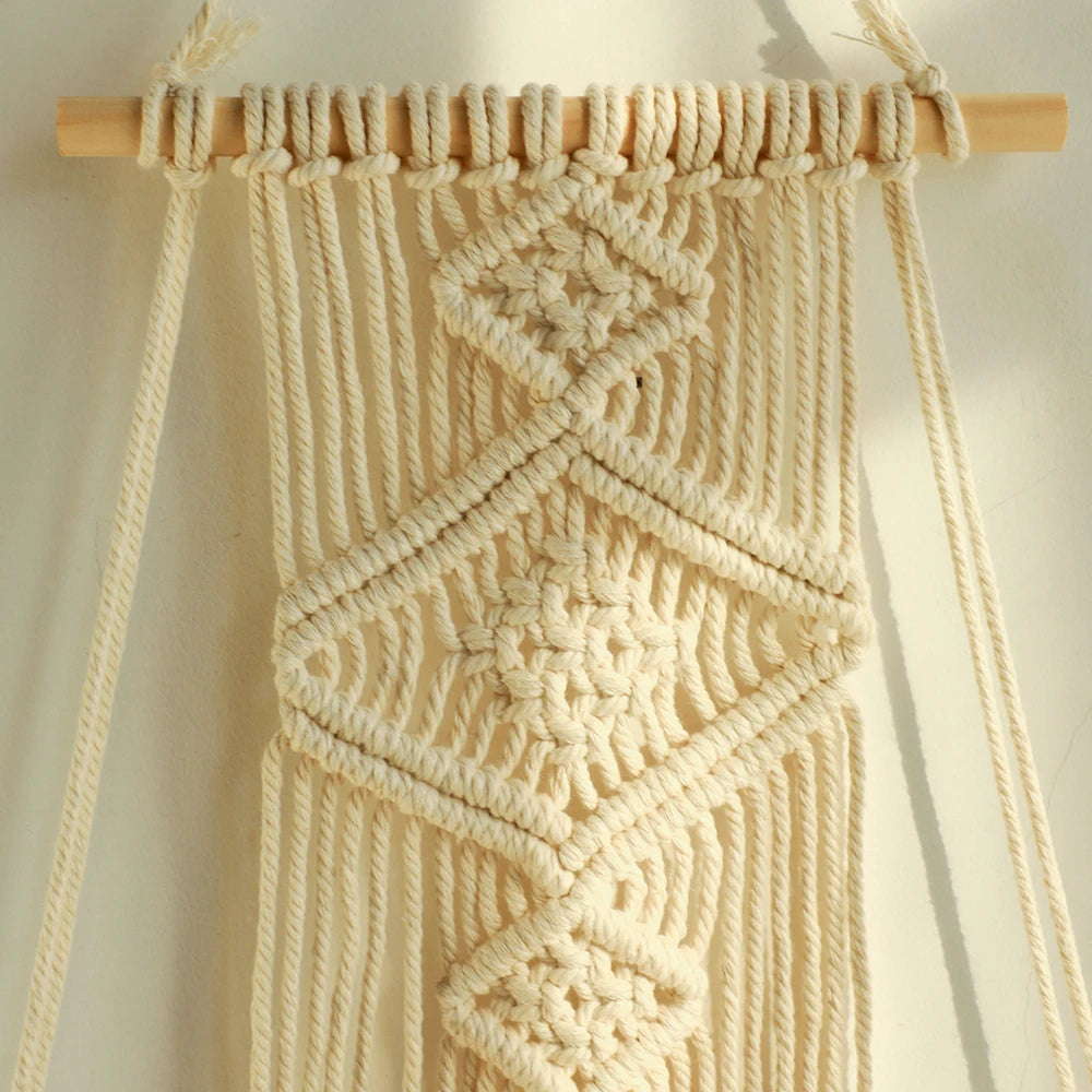 Macrame Wall Shelf Wood Floating Shelves Flower Pot Display Stand Hanging Wall Boho Home Decoration Living Room Decors Aesthetic