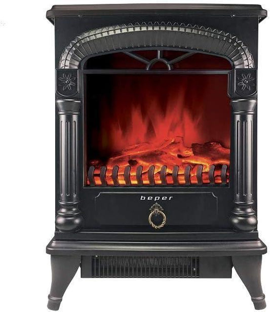 Beper RI.504 - Klassieke Elektrische Stalen Kachel met Gietijzer Look - 1950W - cinewallkopen.be