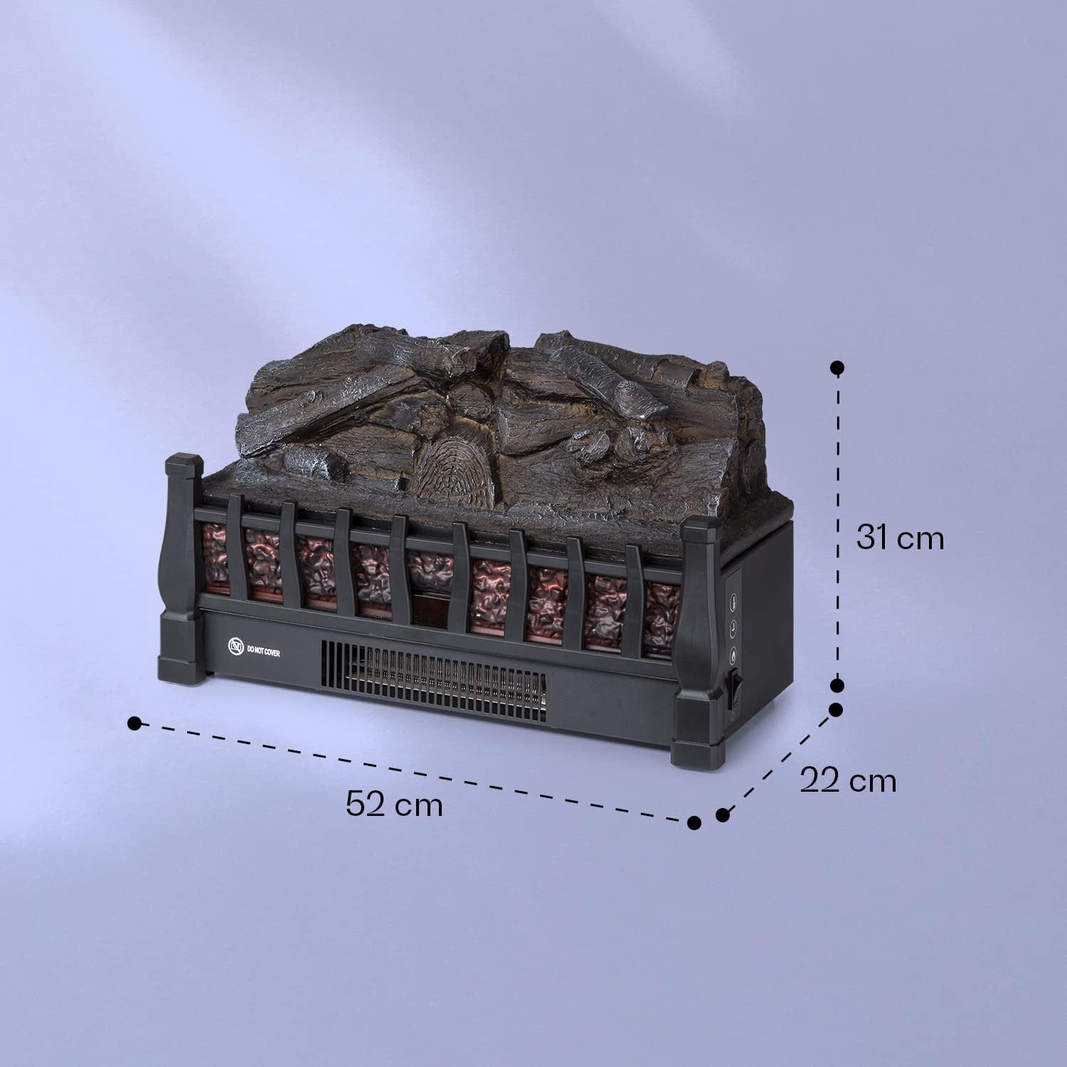 Klarstein Kamini FXL 2G Elektrische haard, haard, inzet voor elektrische haard, met verwarmingsvermogen, 1800 W, temperatuur 15-30 °C, menillusie van de vlam, 3D, led, zwart
