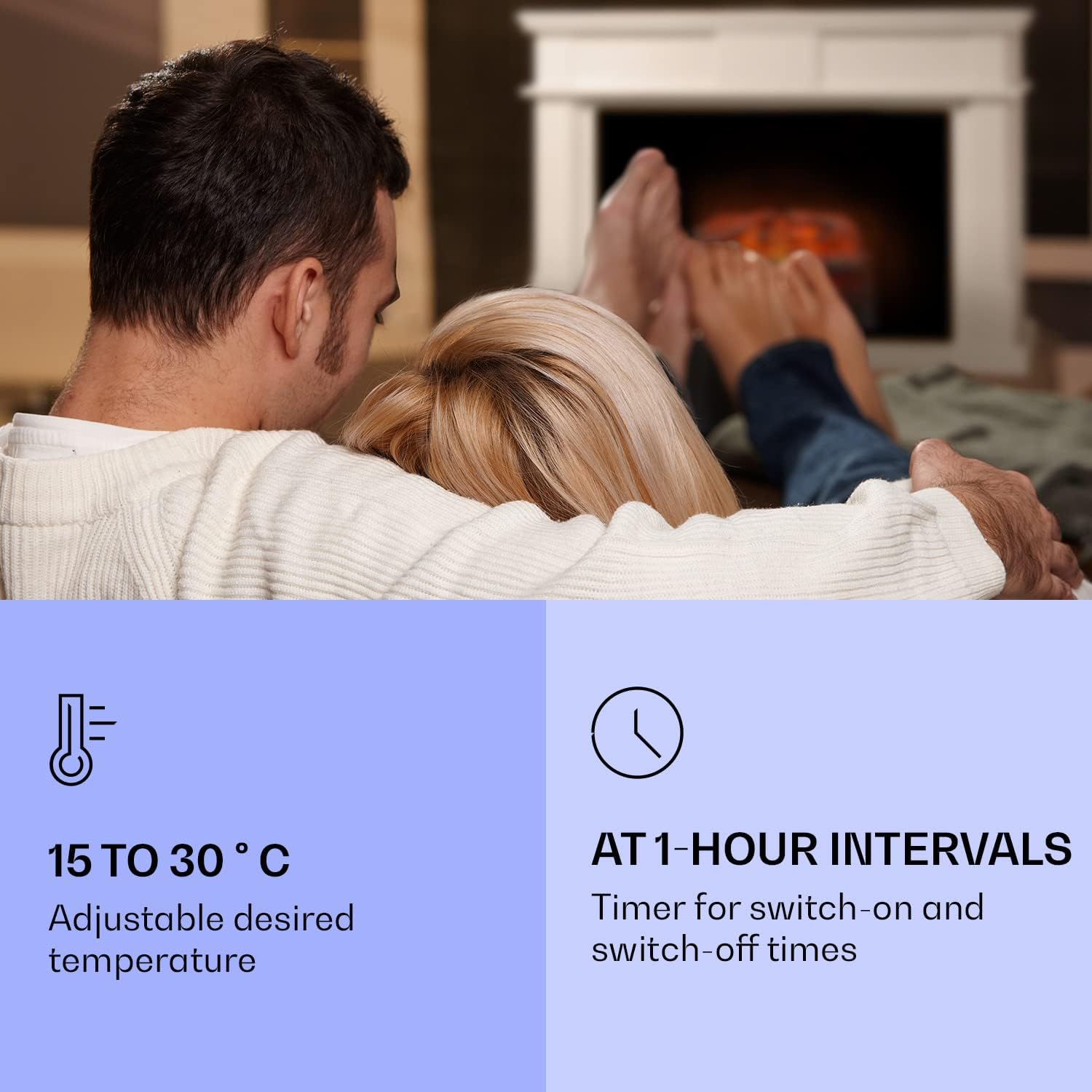 Klarstein Kamini FXL 2G Elektrische haard, haard, inzet voor elektrische haard, met verwarmingsvermogen, 1800 W, temperatuur 15-30 °C, menillusie van de vlam, 3D, led, zwart
