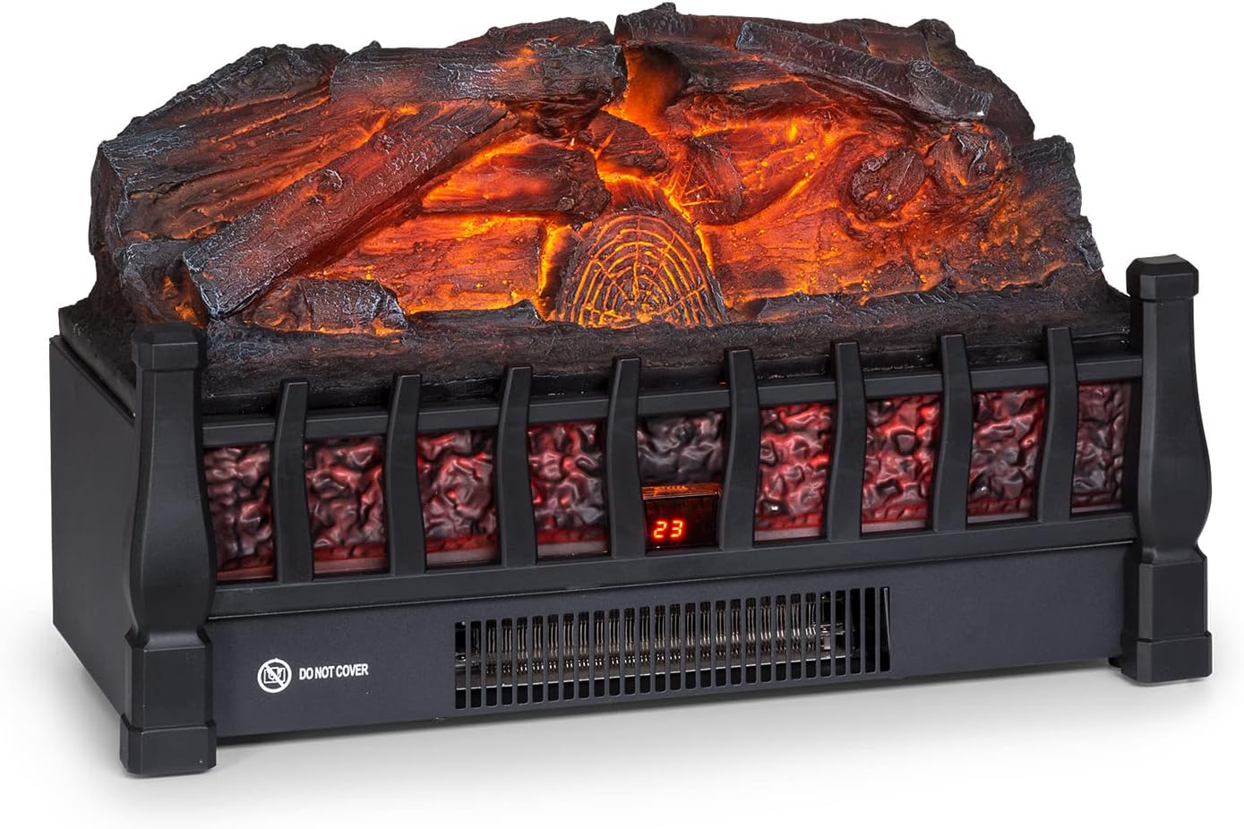 Klarstein Kamini FXL 2G Elektrische haard, haard, inzet voor elektrische haard, met verwarmingsvermogen, 1800 W, temperatuur 15-30 °C, menillusie van de vlam, 3D, led, zwart