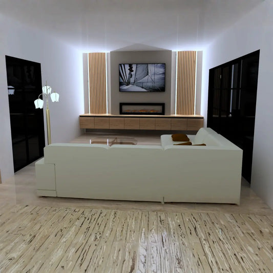 Cinewall Nordic Prestige – Met Zwevend Eiken Meubel & Akoestische LED-Panelen