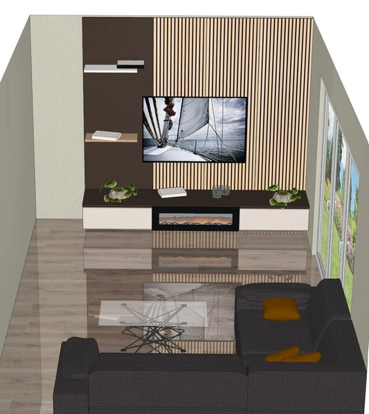 Cinewall met Elektrische Haard – Luxe Wandmeubel op Maat (TV 55–75 inch) - cinewallkopen.be