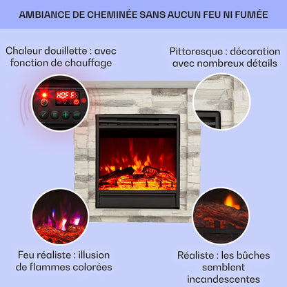 Klarstein Elektrische open haard, elektrische verwarming, 1800 W, open haard met led-effect en houtblokken van hout, afstandsbediening, programmeerbaar, timer, automatische temperatuurregeling