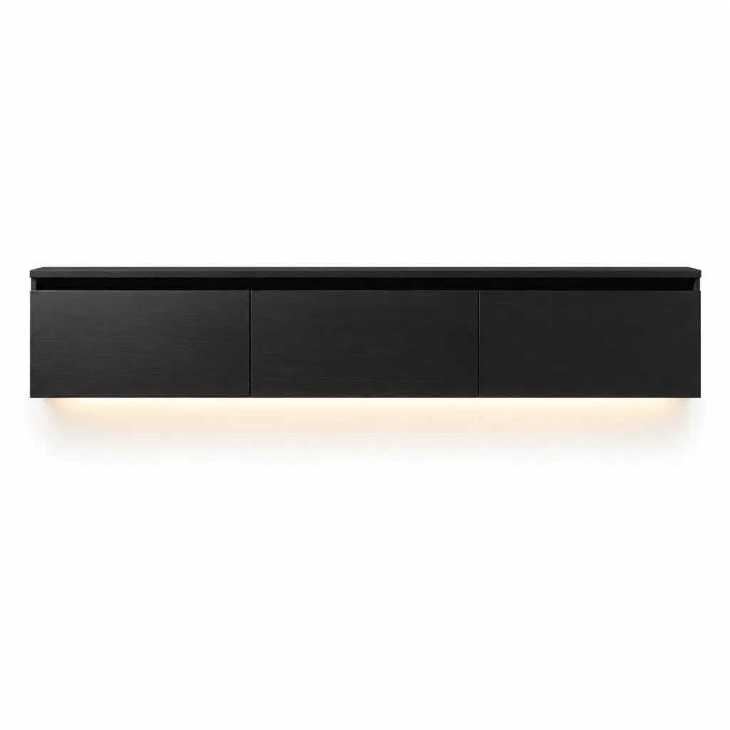 TV Unit - Modern Linear 240cm - Black Oak