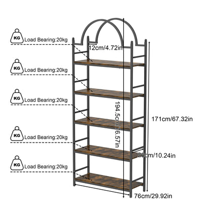 5 Tier Wood Storage Shelves with Metal Frame Free Standing Bookshelf Industrial Display Rack