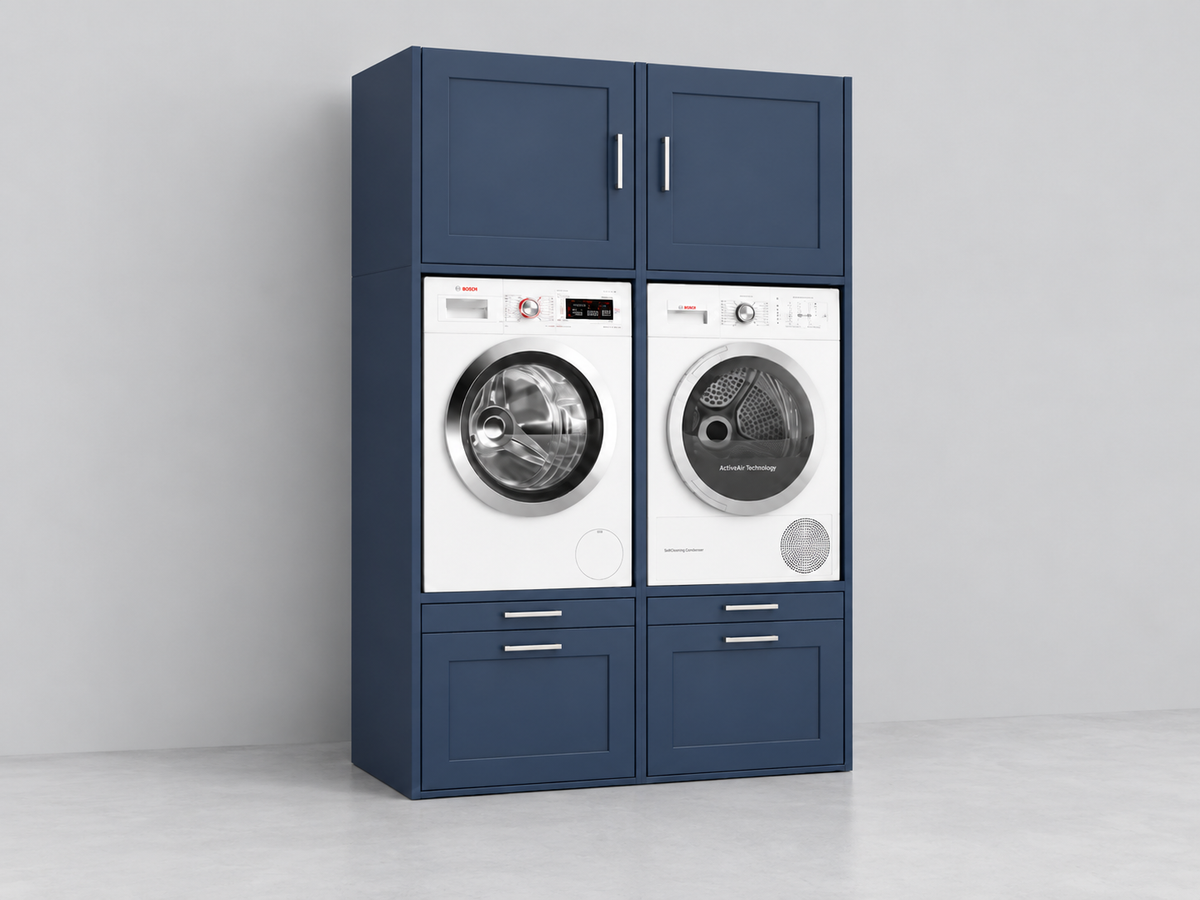 Wasmachine kast betonlook zijaanzicht links