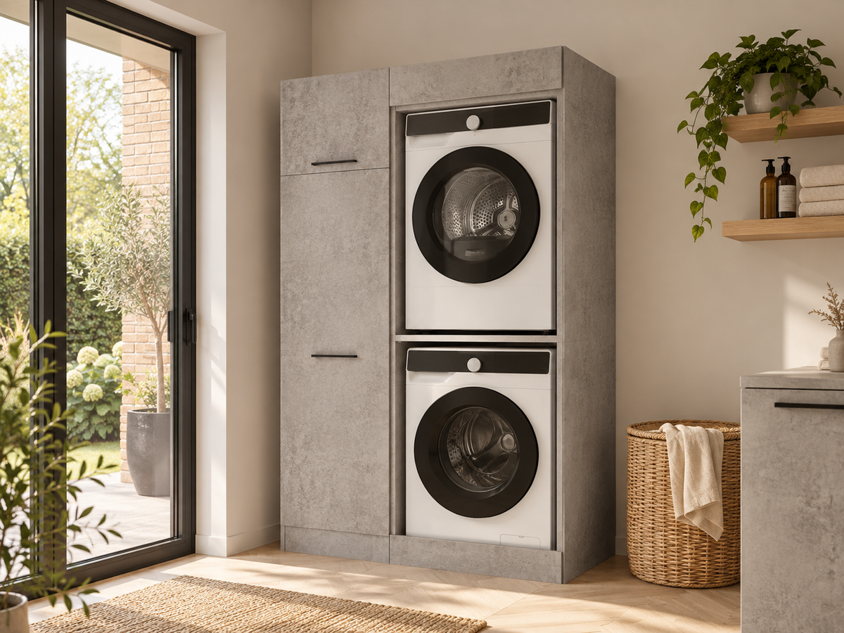 Wasmachine kast lichte eik voor wasmachine en droogkast