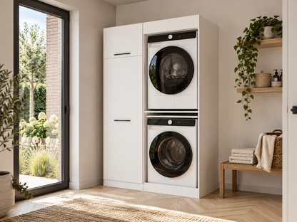 Witte wasmachine kast op maat voor Belgische wasruimte
